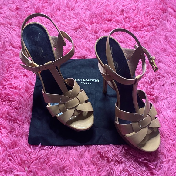 Saint Laurent Tribute T-strap Platform Sandals - Picture 8 of 8